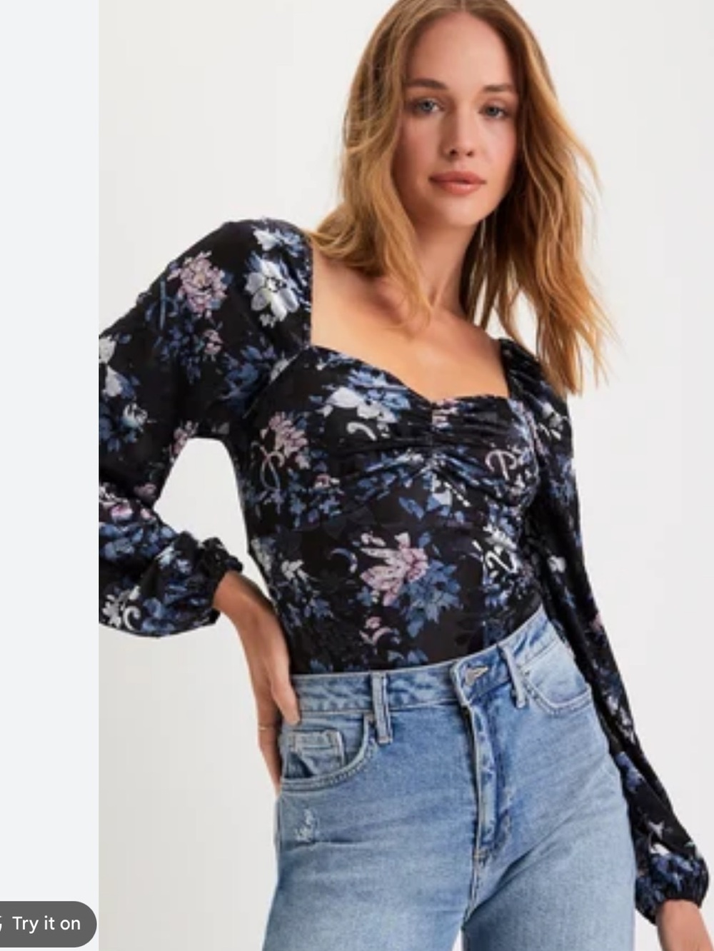 Lulus Floral Velvet Bodysuit